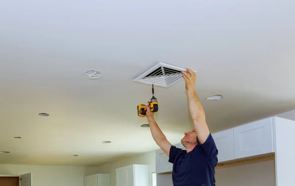 Air duct cleaning in progress